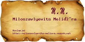 Miloszavlyevits Melióra névjegykártya